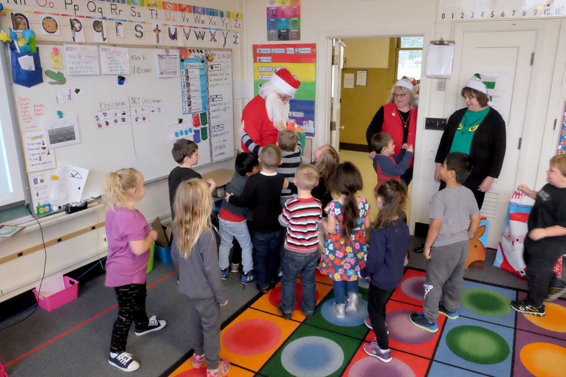 Santa Claus with students.