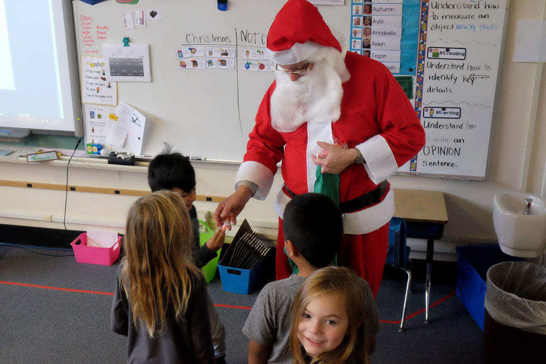 Santa Claus with students.