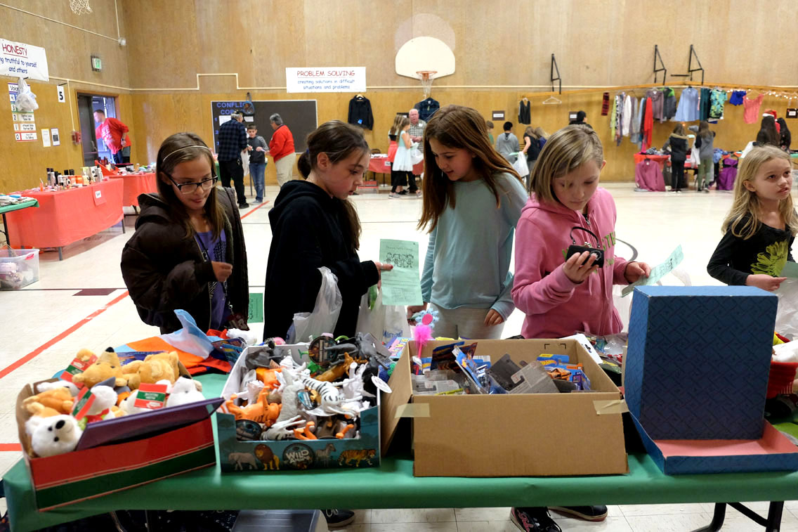 Students shop at the Spirit of Giving event.