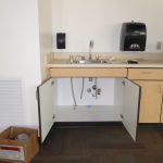 New cabinets and sink in modular classroom