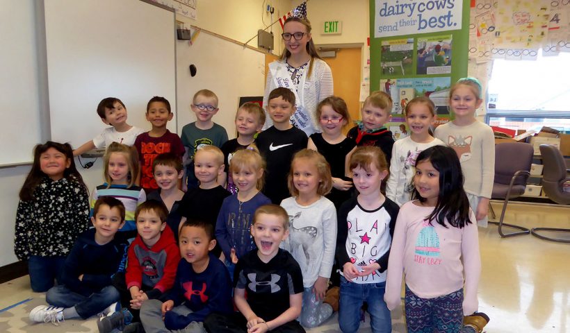 Dairy Princess with kindergarten students