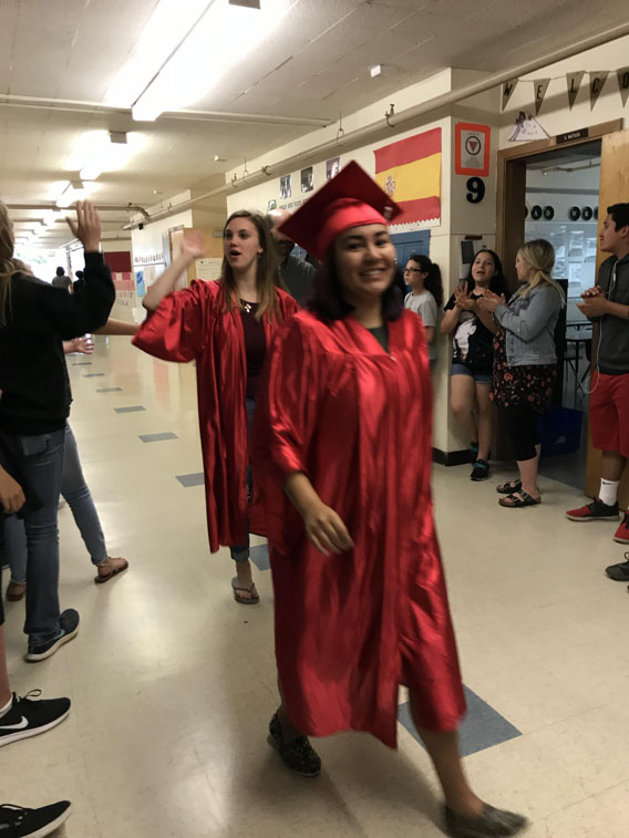 Parade of graduates at Calapooia Middle School