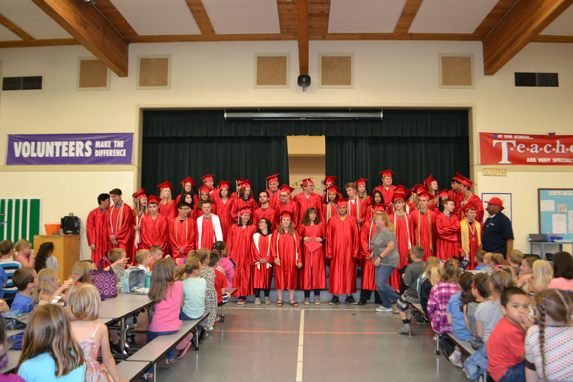 Parade of graduates at Clover Ridge Elementary School