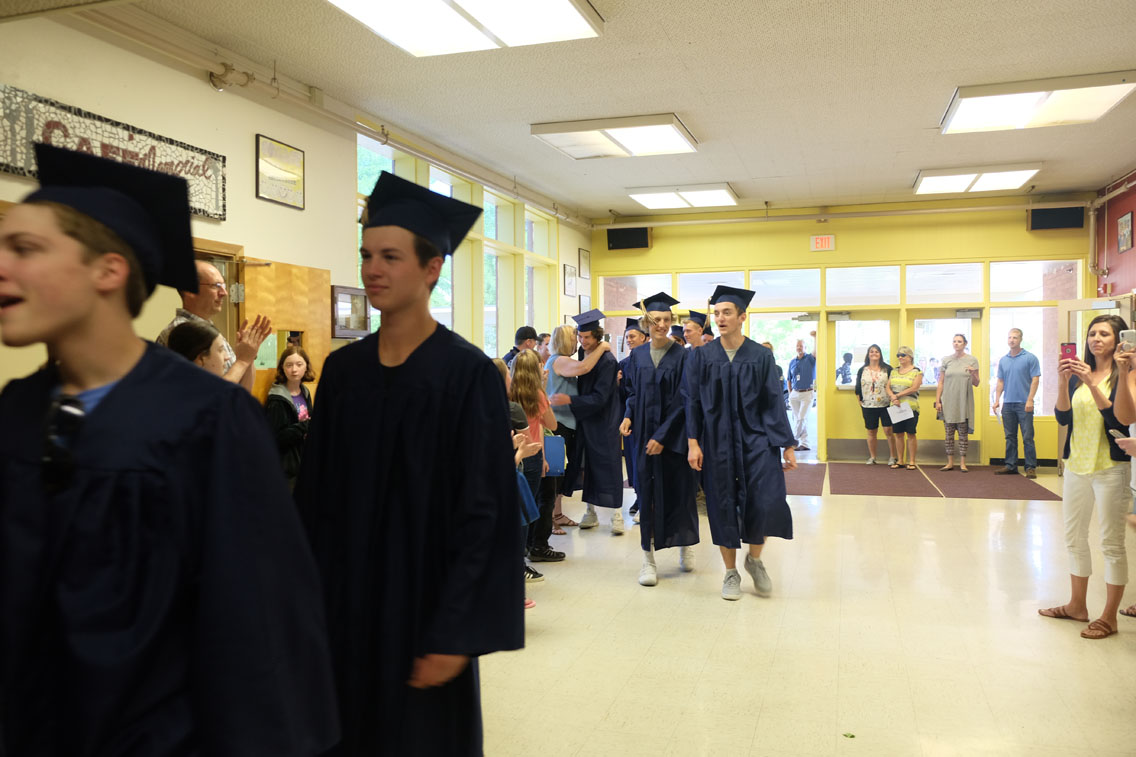 Parade of graduates at Memorial Middle School