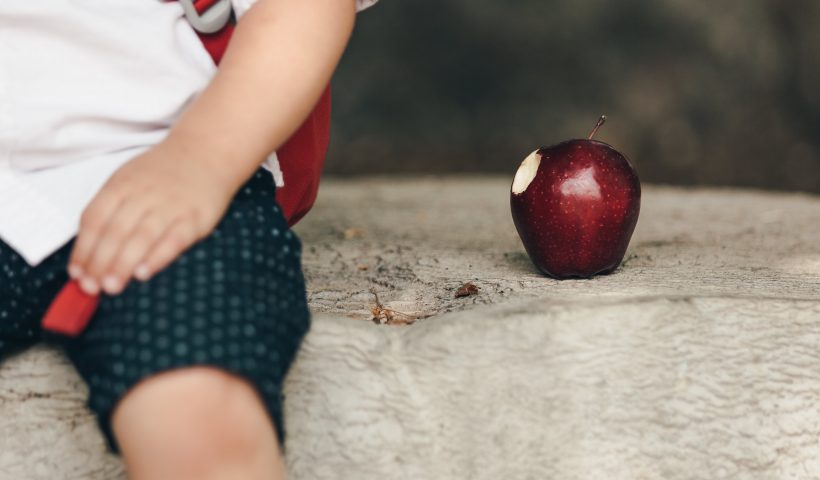bitten apple by young boy