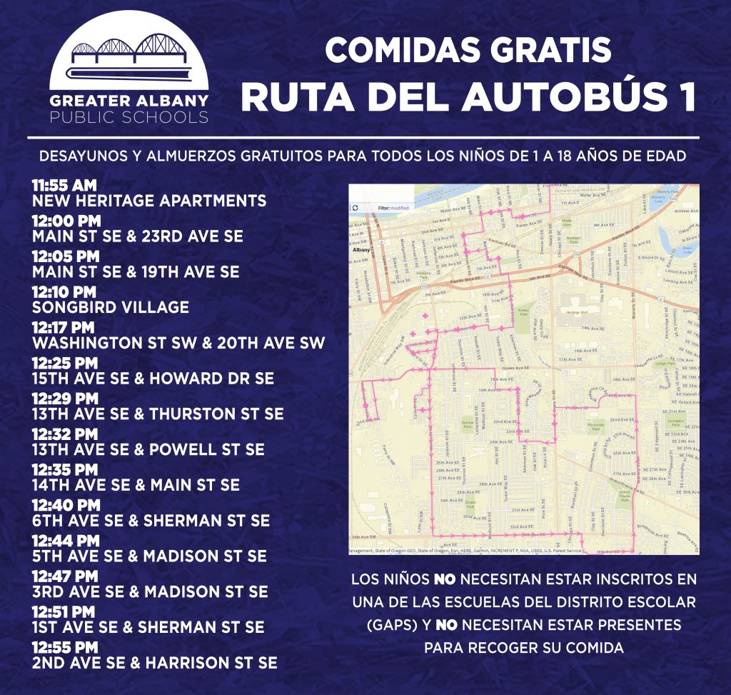 Meal Bus Route 1 Spanish