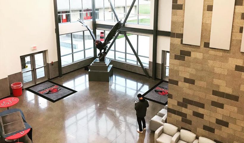 SAHS Redhawk Statue in new Aux Gym Lobby