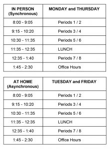 High School Schedule last name A-L