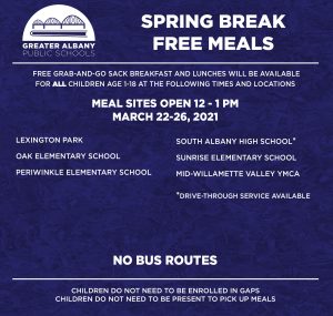 Spring Break free meal sites info