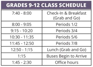 9-12 Class Schedule