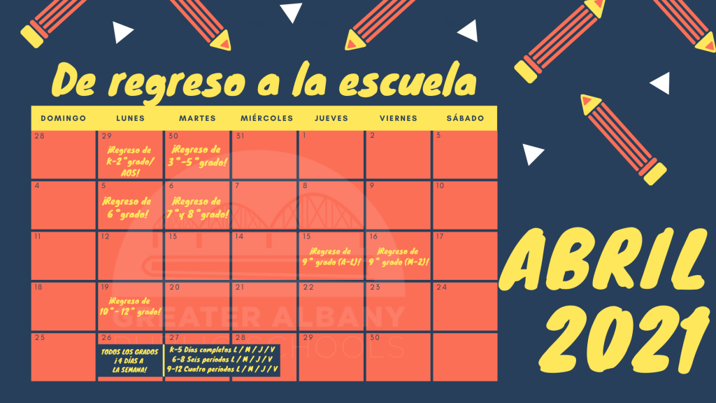 Back to school calendar Spanish