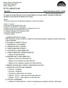 Image of the Agenda for regular school board meeting in spanish